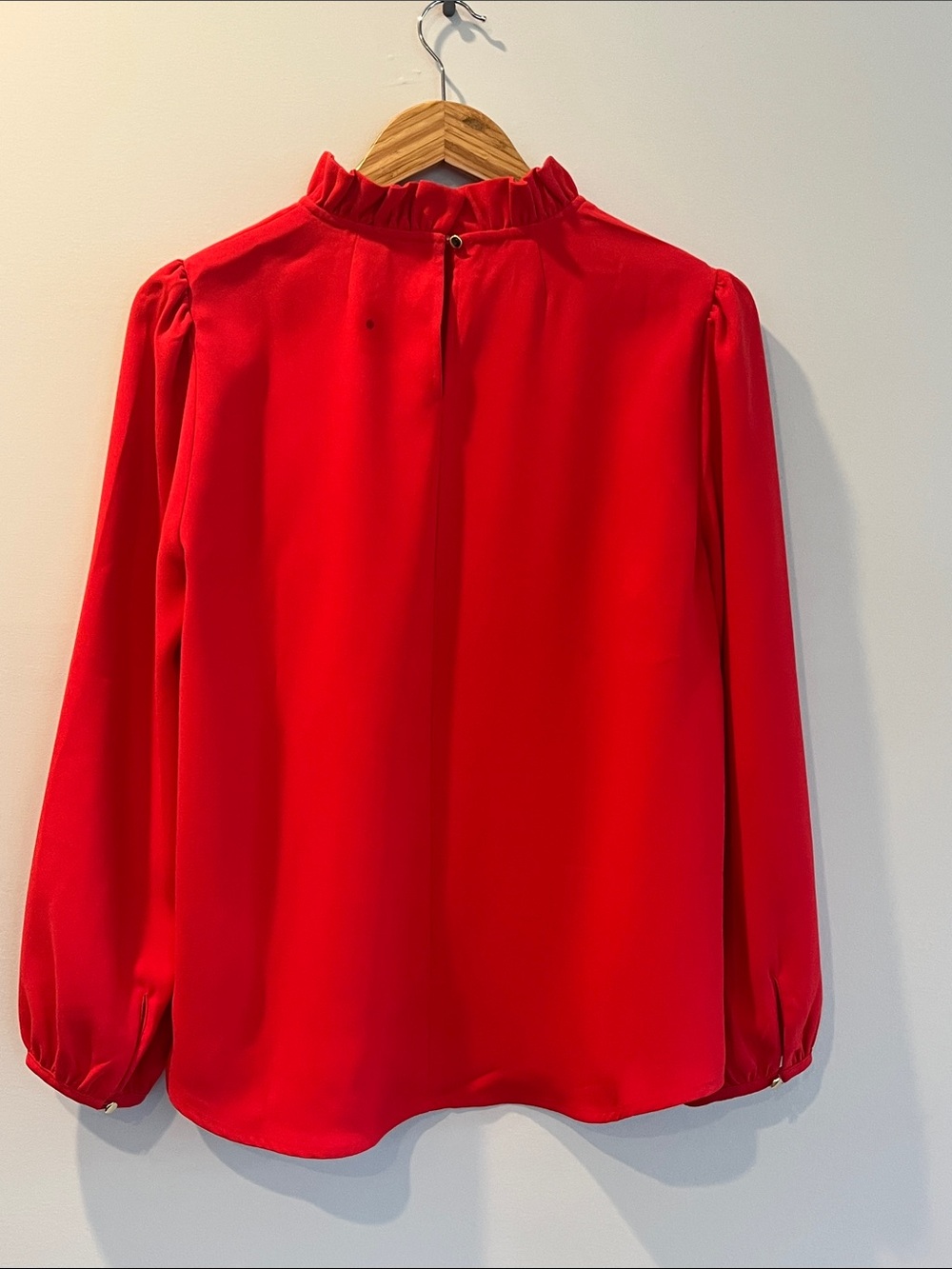 J. Crew Red Ruffle Mock-Neck Blouse - Picture 5 of 5